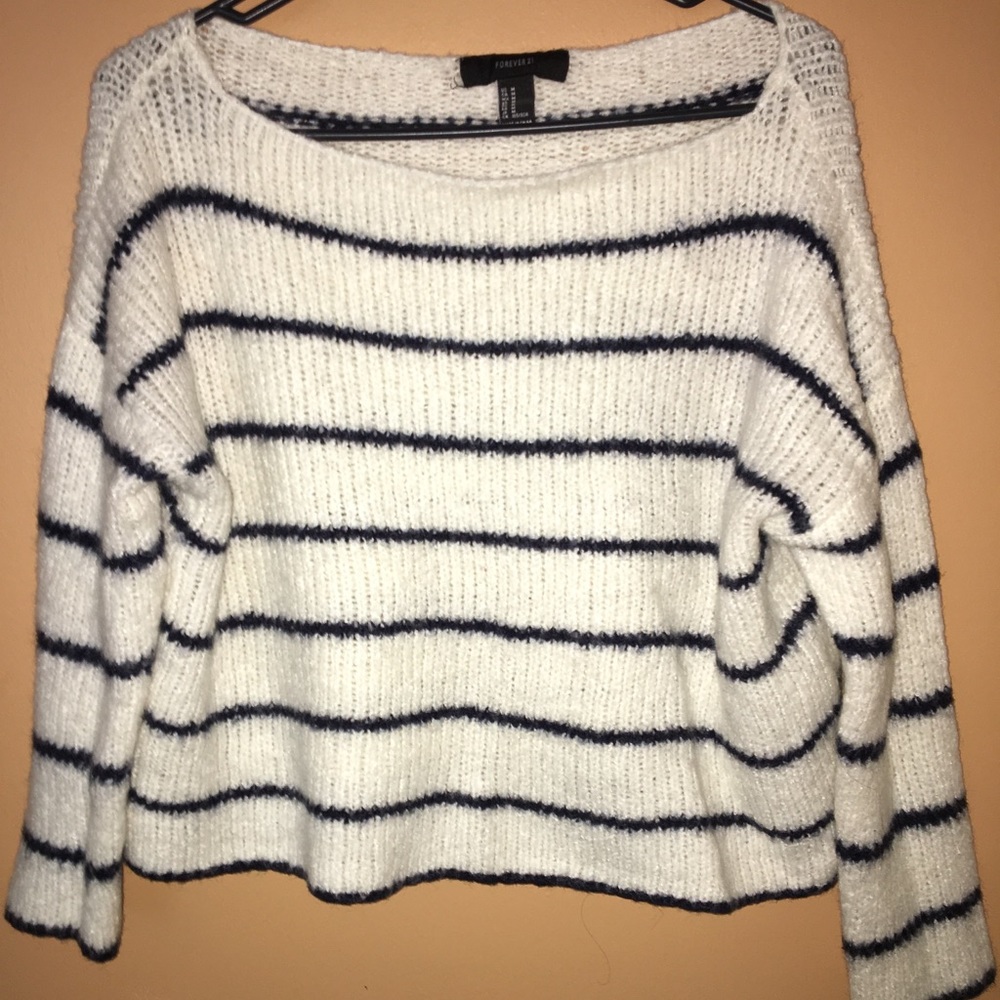 Striped off the shoulder sweater